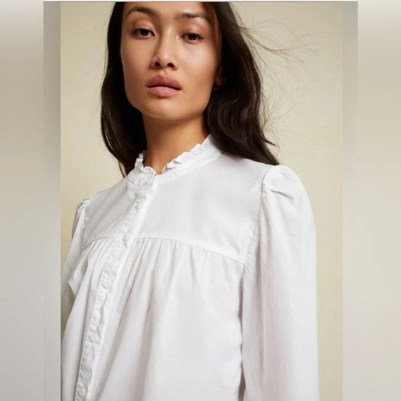 Nation LTD Chantelle Victorian Crop white Blouse- size xsmall - Picture 3 of 9